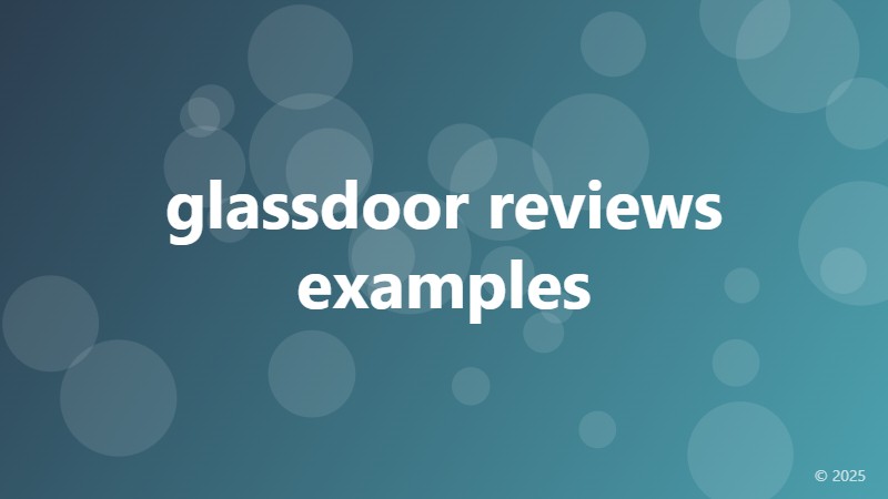 glassdoor reviews examples