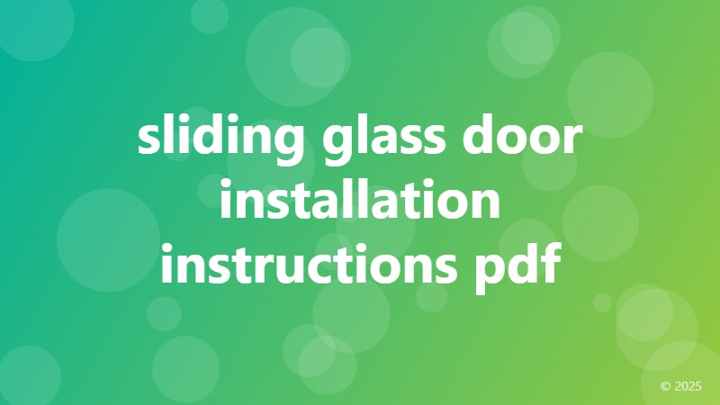 sliding glass door installation instructions pdf