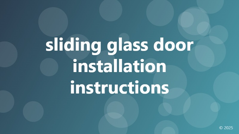 sliding glass door installation instructions